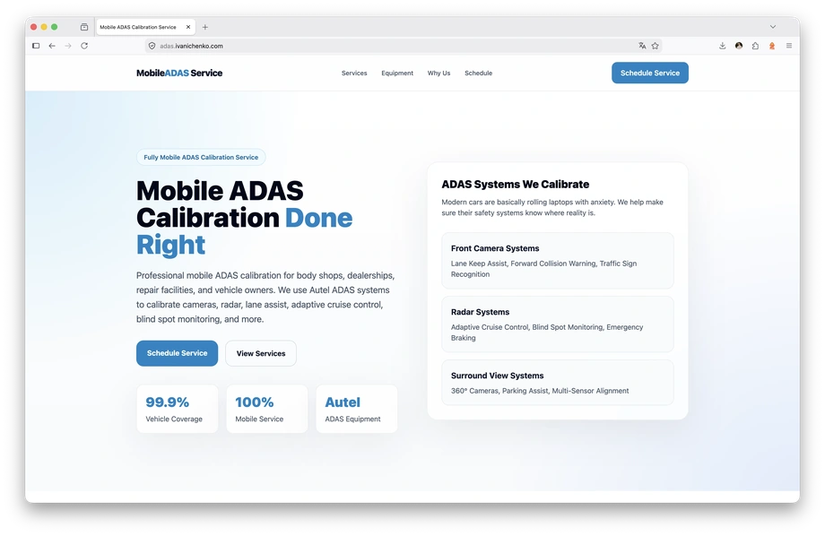 ADAS Mobile Calibration Service