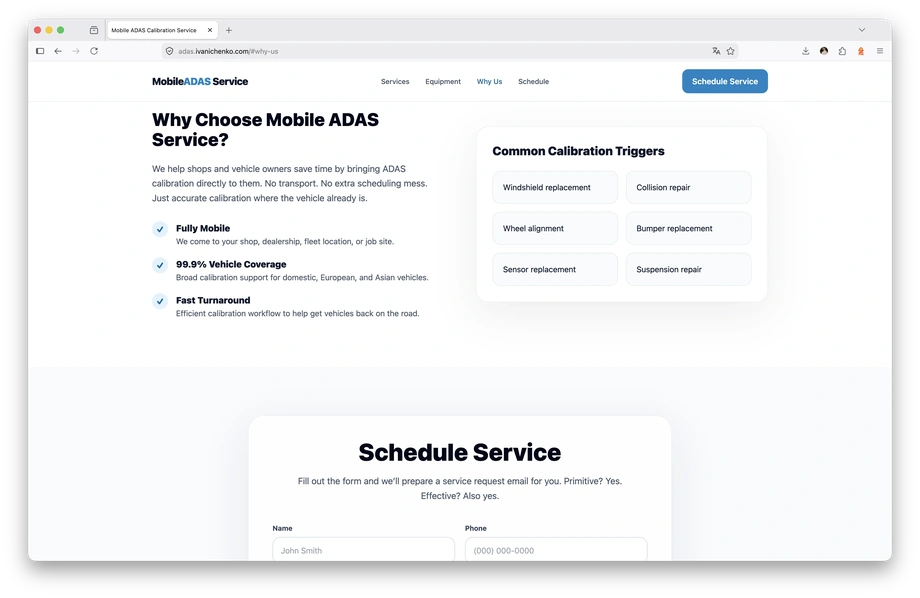ADAS Mobile Calibration Service